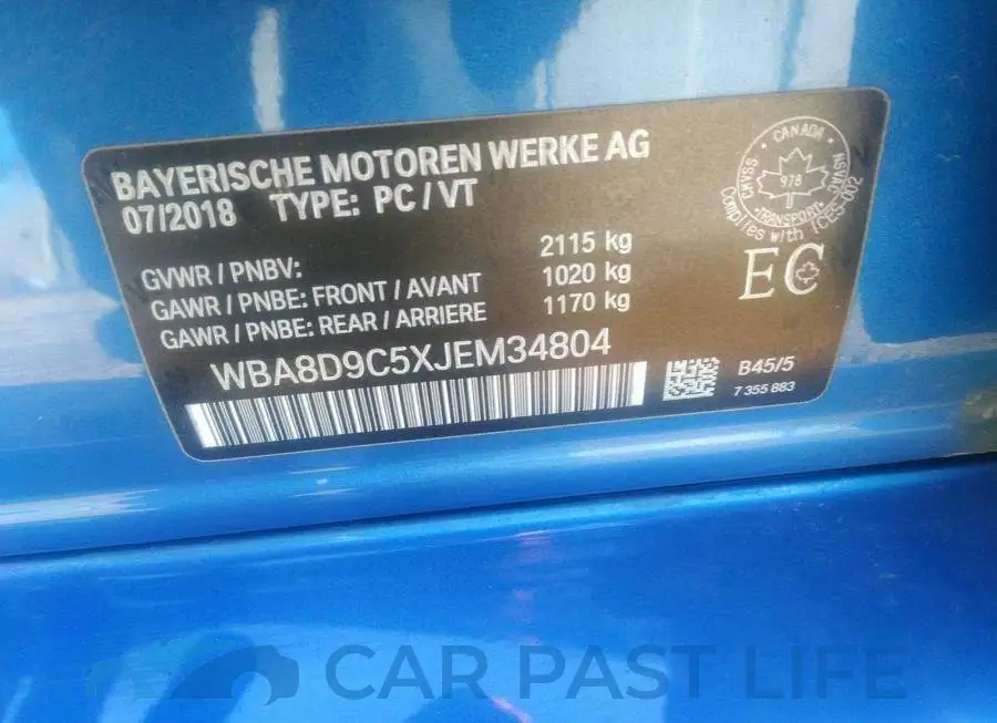 WBA8D9C5XJEM34804# 9