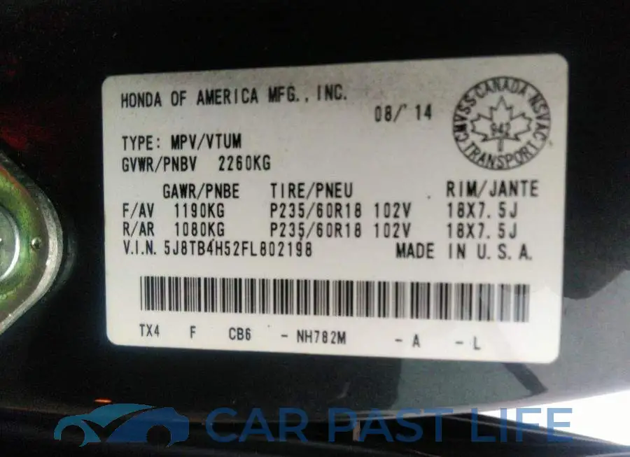 5J8TB4H52FL802198# 9
