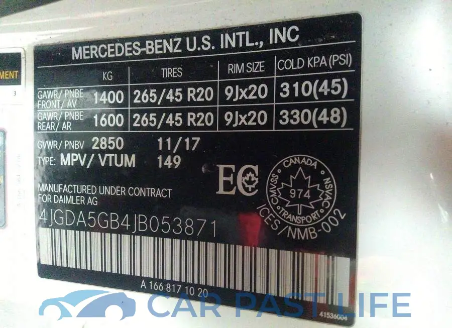 4JGDA5GB4JB053871# 9