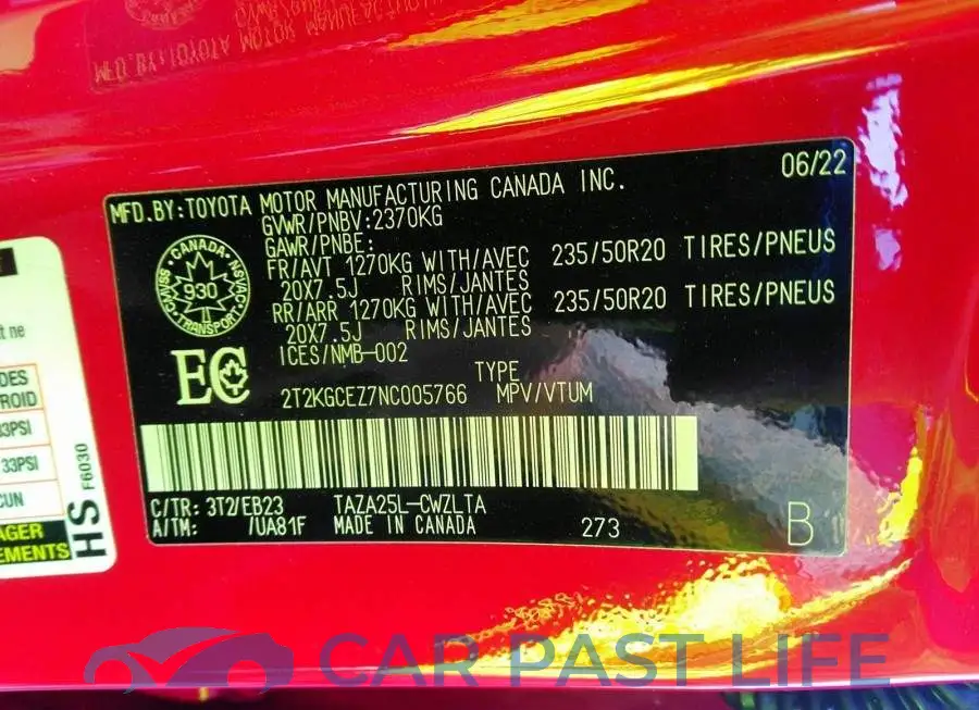 2T2KGCEZ7NC005766# 9