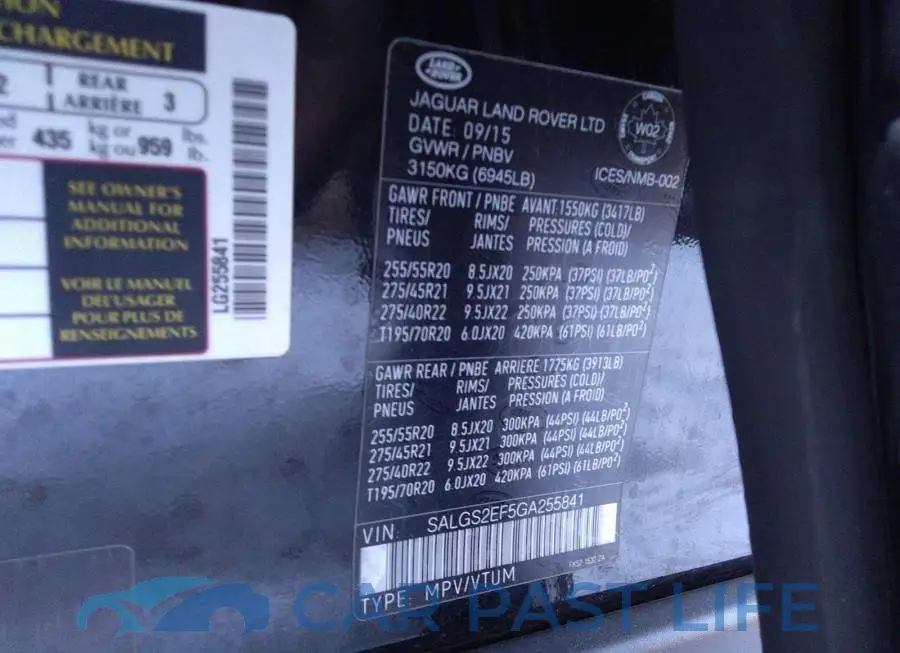 SALGS2EF5GA255841# 9