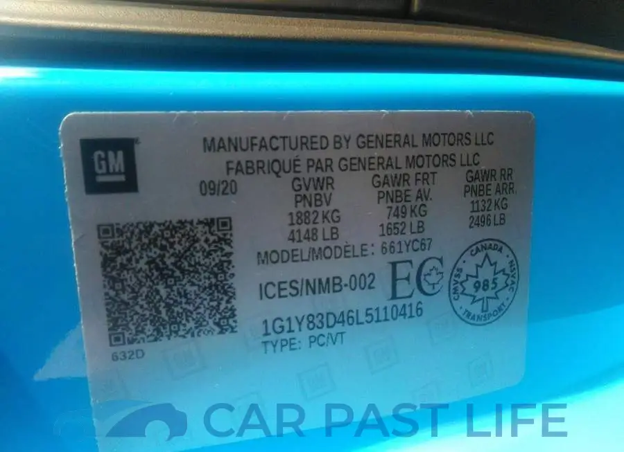 1G1Y83D46L5110416# 9