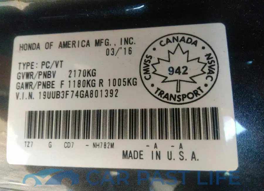 19UUB3F74GA801392# 9
