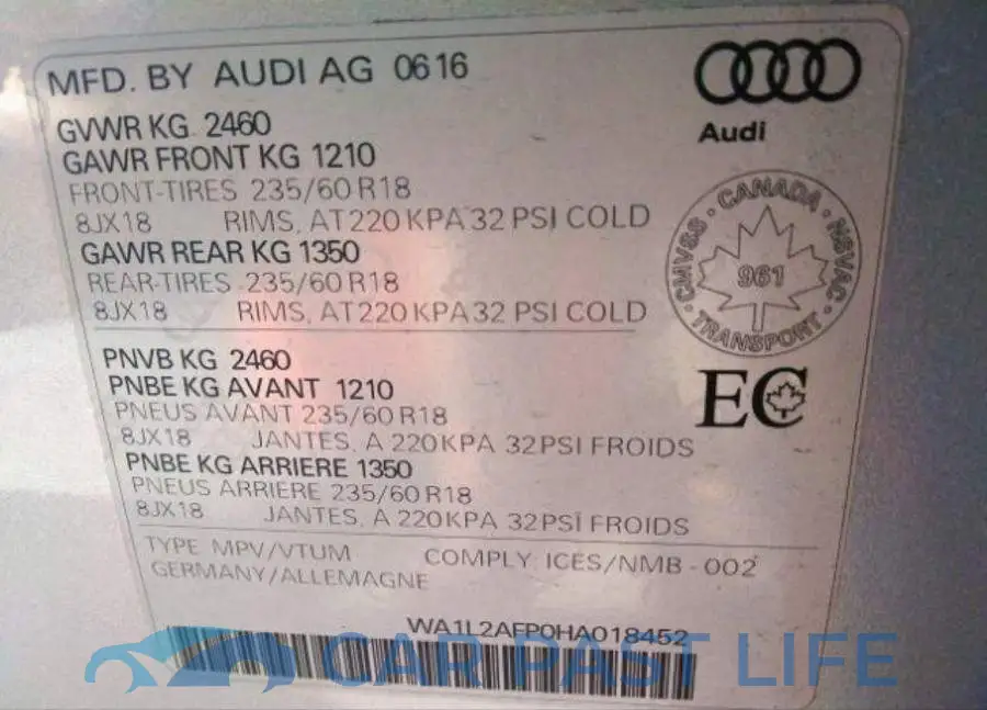 WA1L2AFP0HA018452# 9