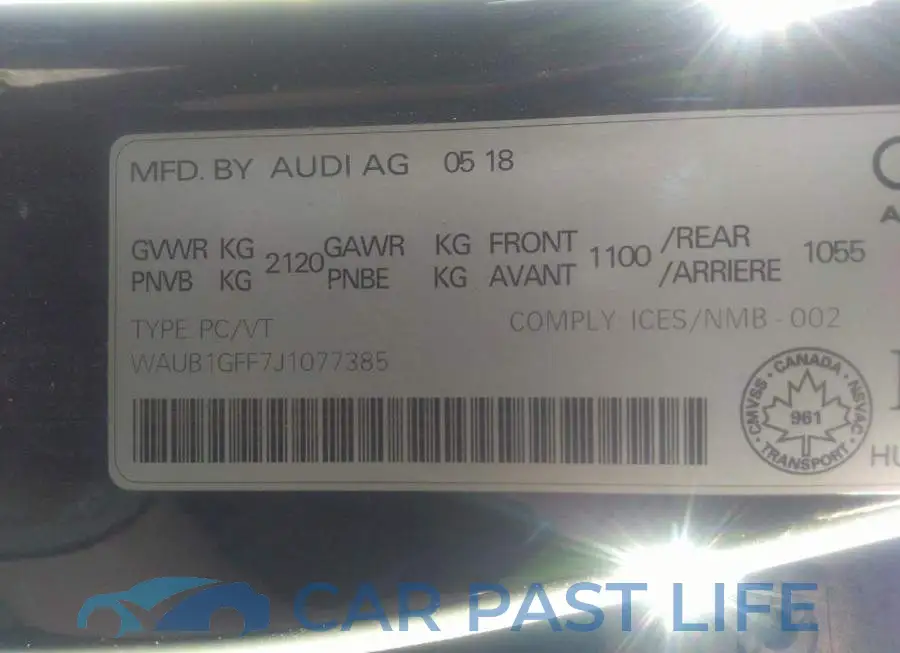 WAUB1GFF7J1077385# 9