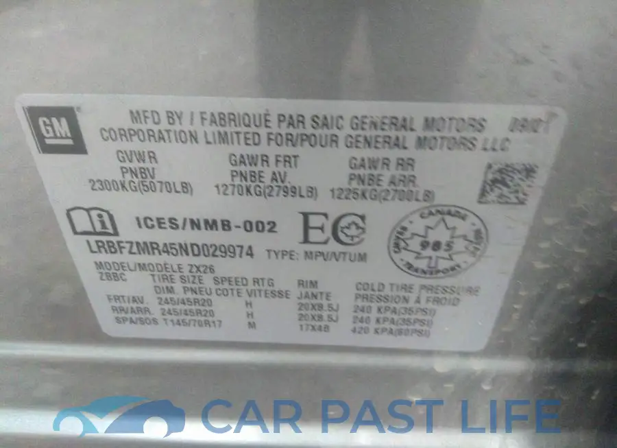 LRBFZMR45ND029974# 9
