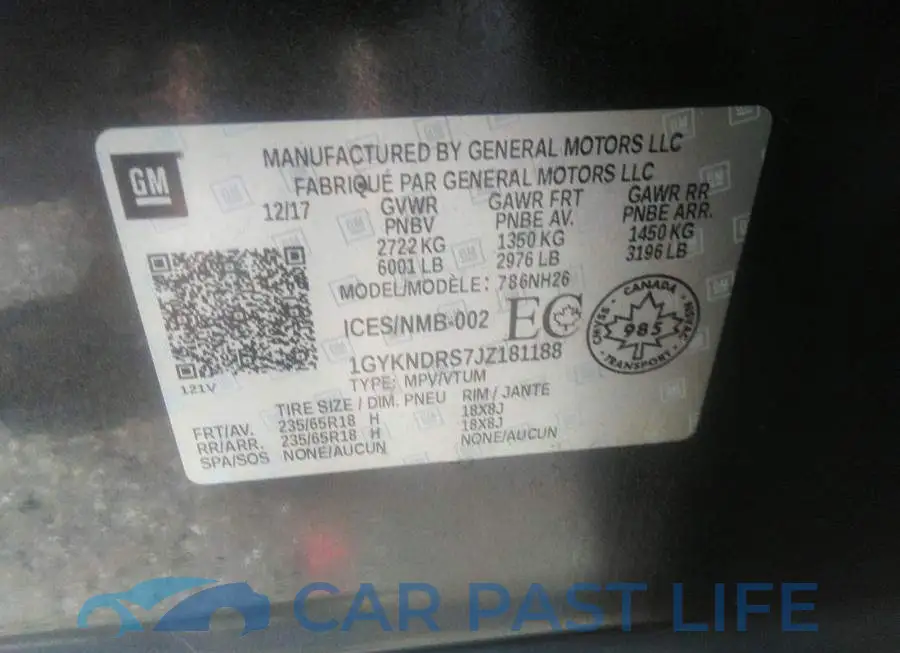 1GYKNDRS7JZ181188# 9