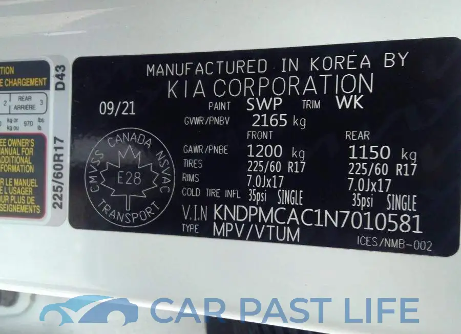 KNDPMCAC1N7010581# 9