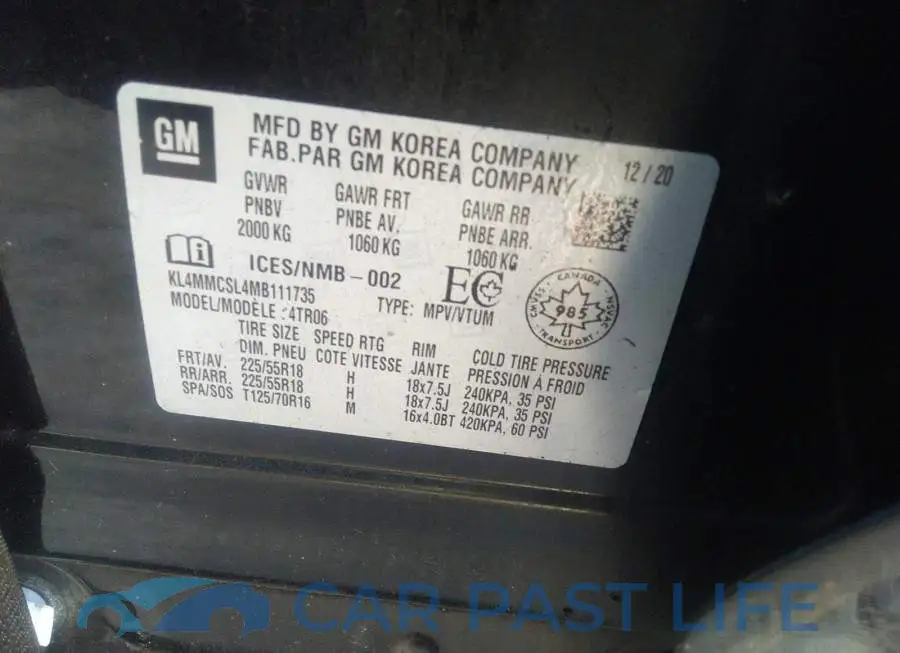 KL4MMCSL4MB111735# 9