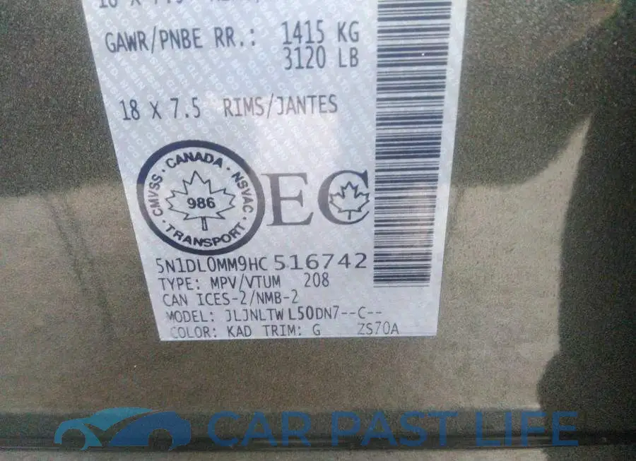 5N1DL0MM9HC516742# 9
