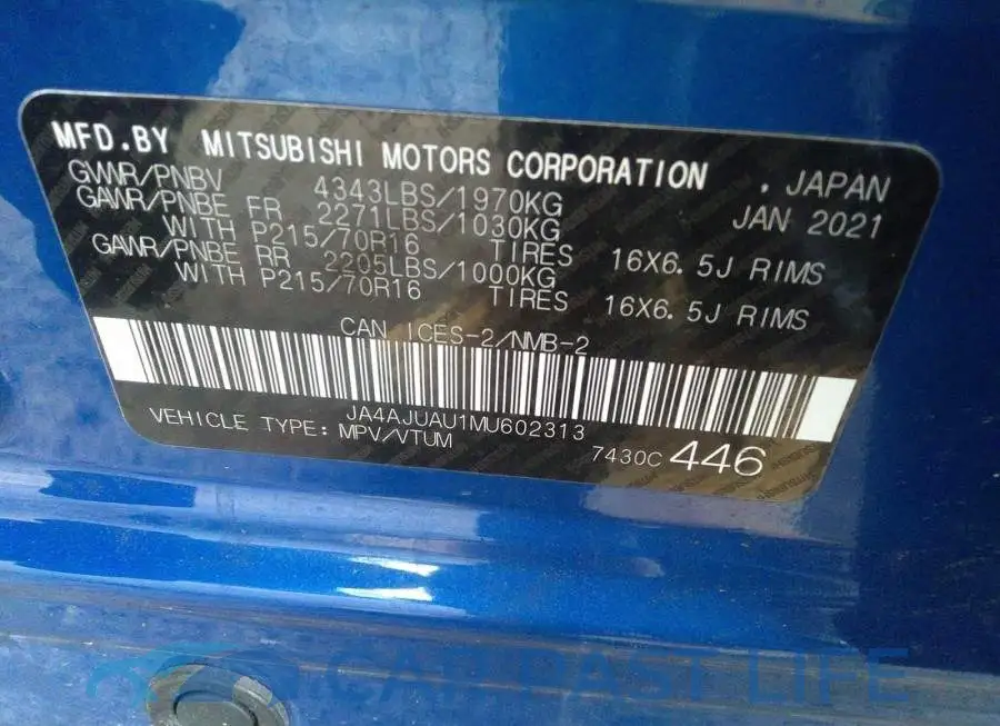 JA4AJUAU1MU602313# 9