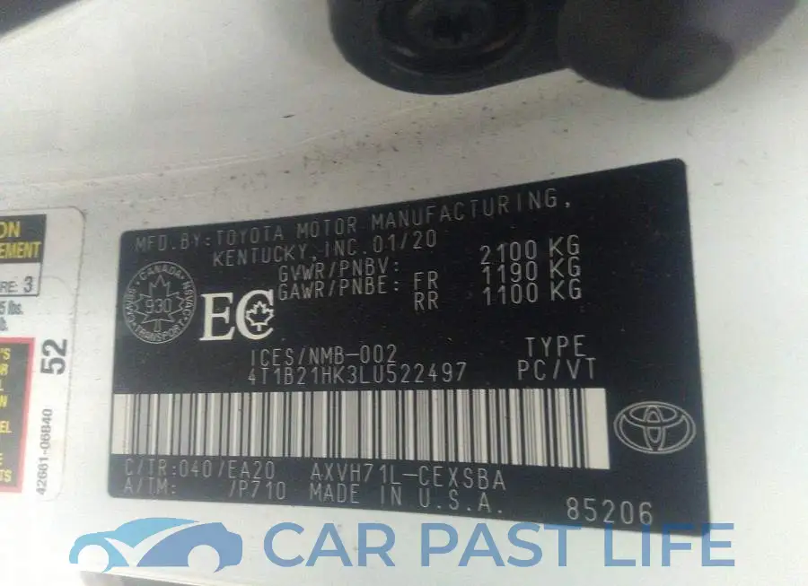 4T1B21HK3LU522497# 9