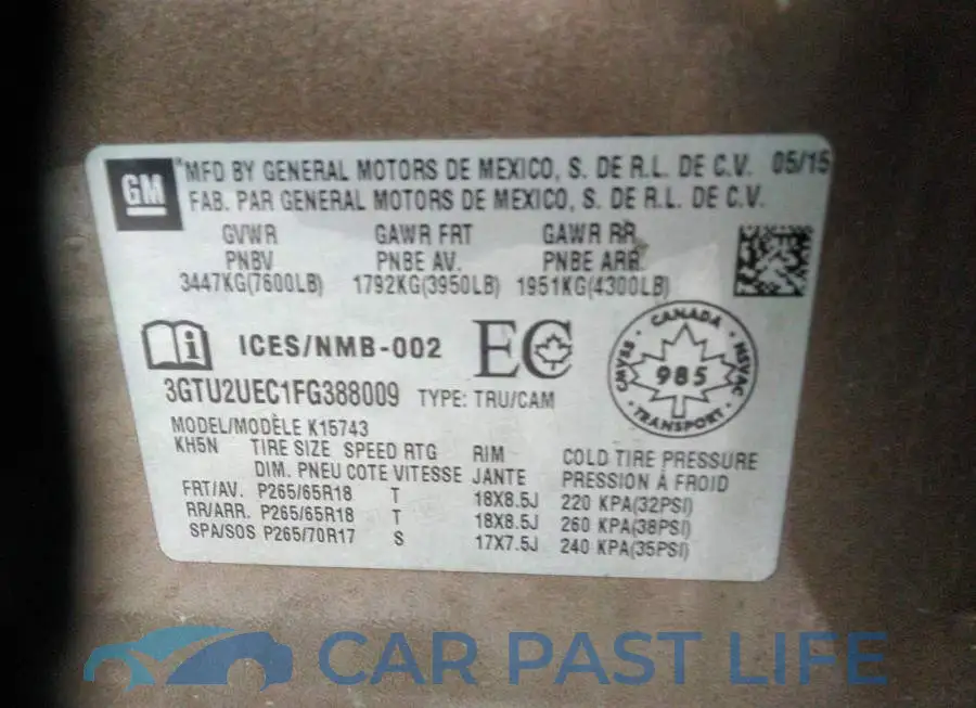 3GTU2UEC1FG388009# 9