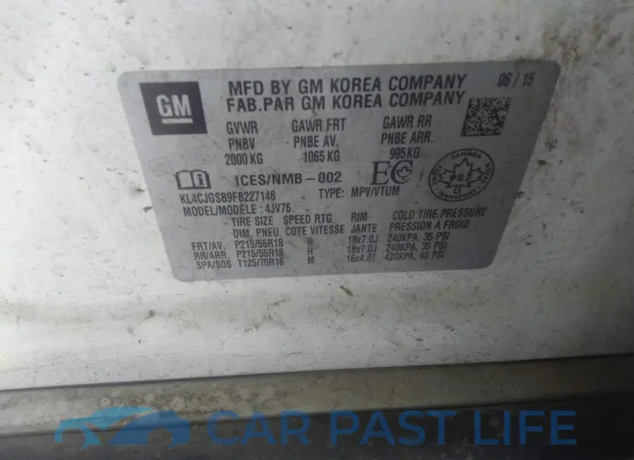 KL4CJGSB9FB227146# 9