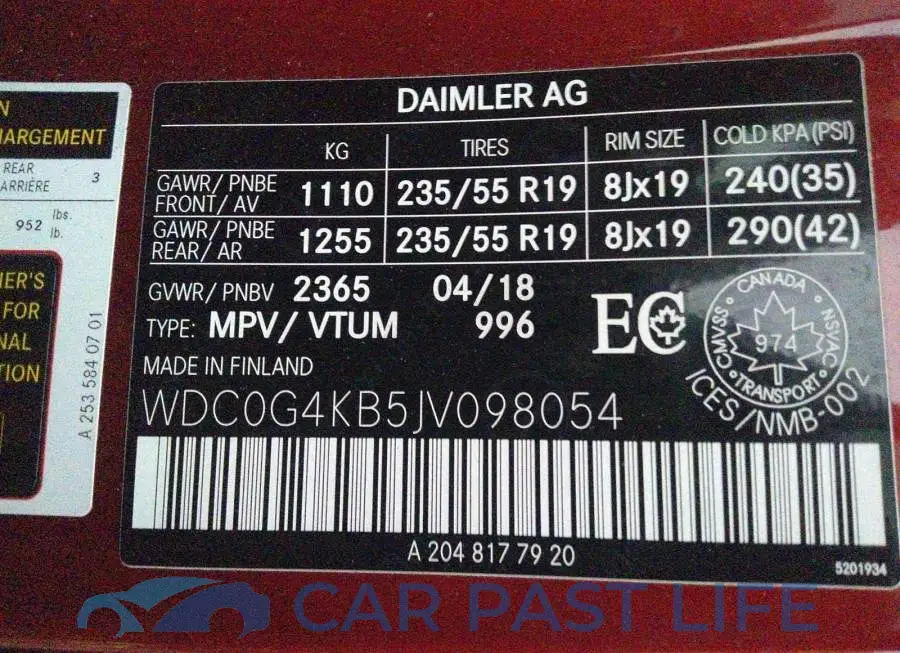 WDC0G4KB5JV098054# 9
