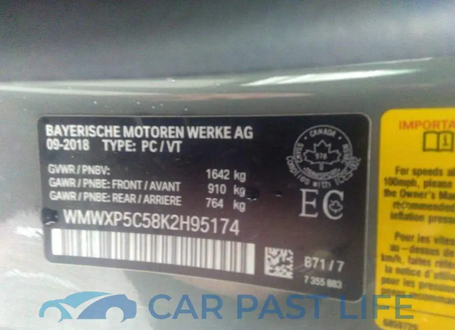 WMWXP5C58K2H95174# 9