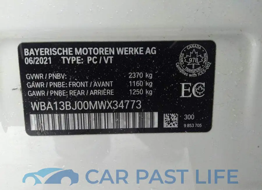 WBA13BJ00MWX34773# 9