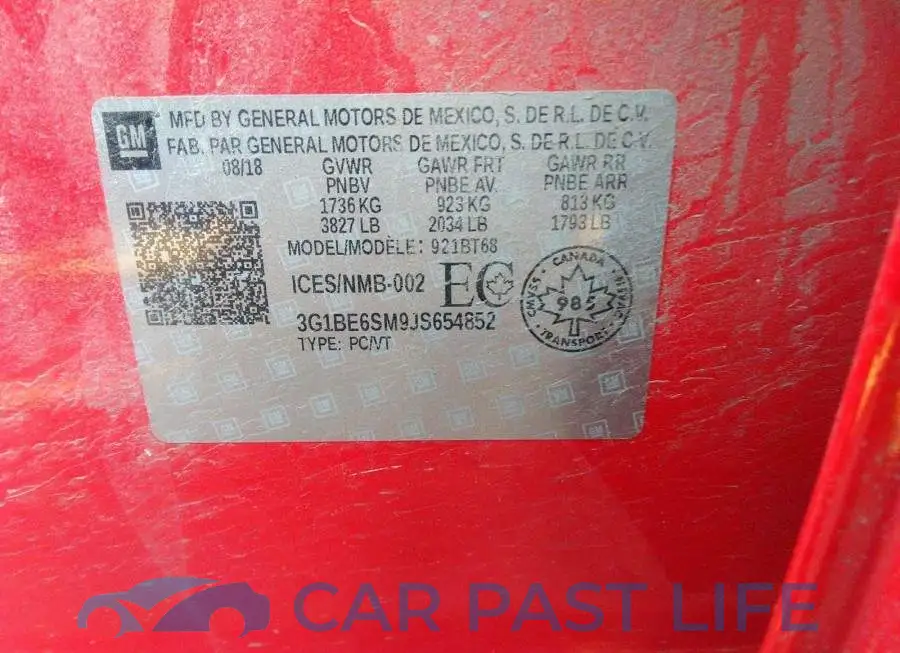 3G1BE6SM9JS654852# 9