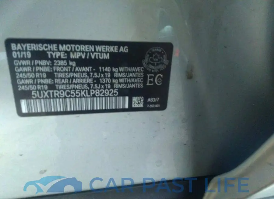 5UXTR9C55KLP82925# 9