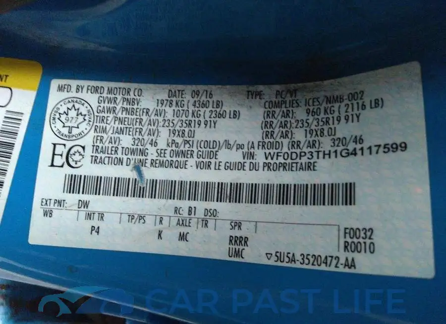 WF0DP3TH1G4117599# 9