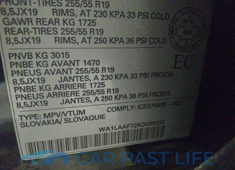 WA1LAAF72KD036332# 9
