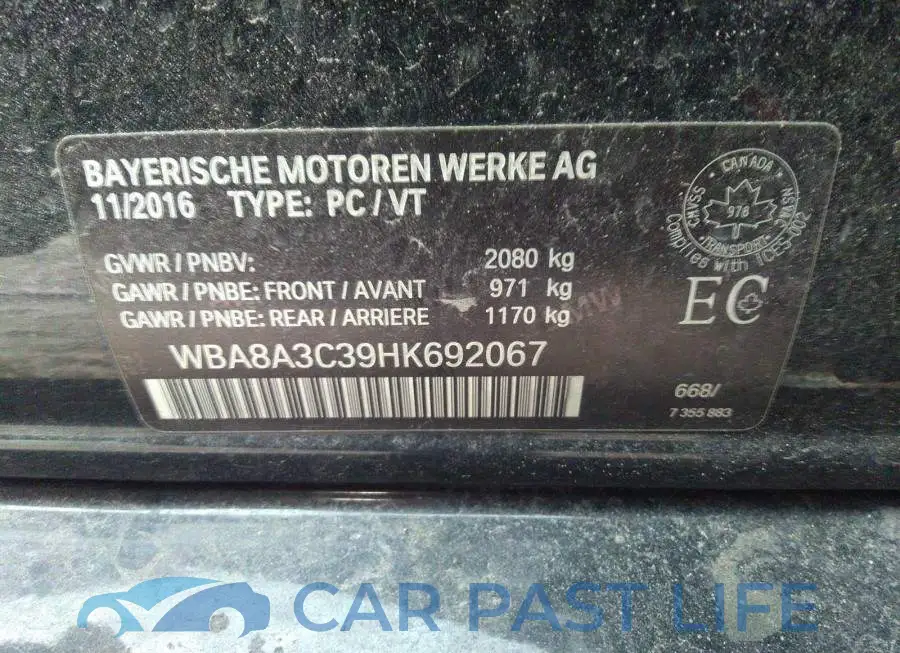 WBA8A3C39HK692067# 9
