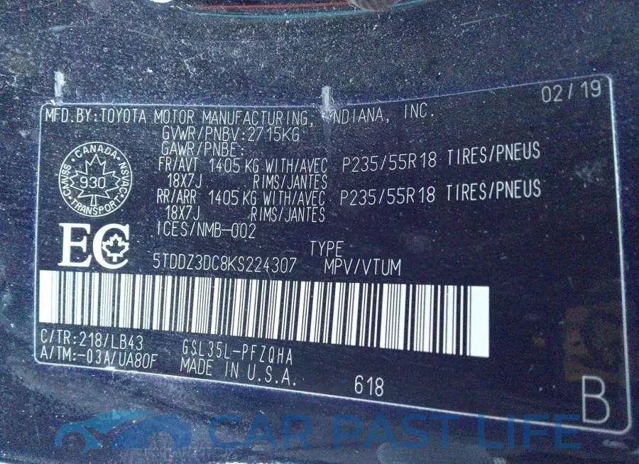 5TDDZ3DC8KS224307# 9