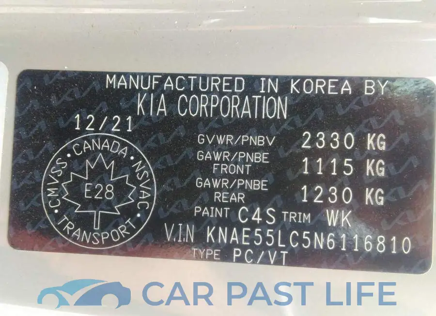 KNAE55LC5N6116810# 9