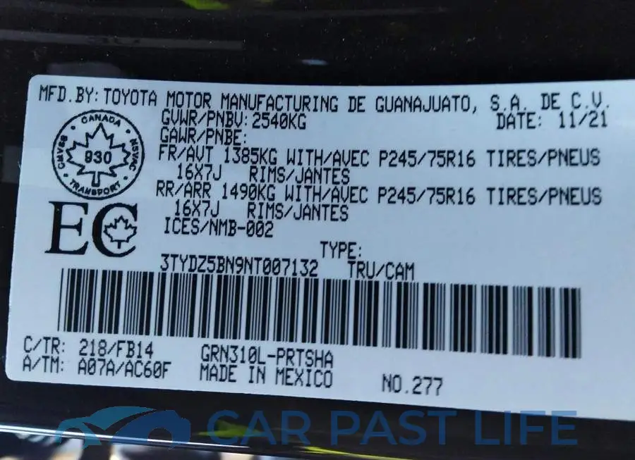 3TYDZ5BN9NT007132# 9