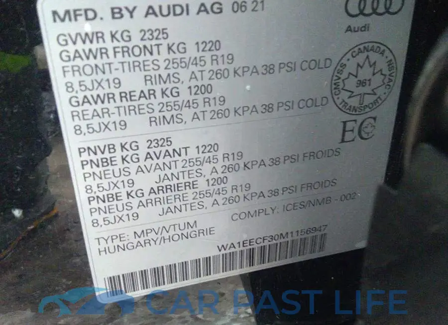WA1EECF30M1156947# 9