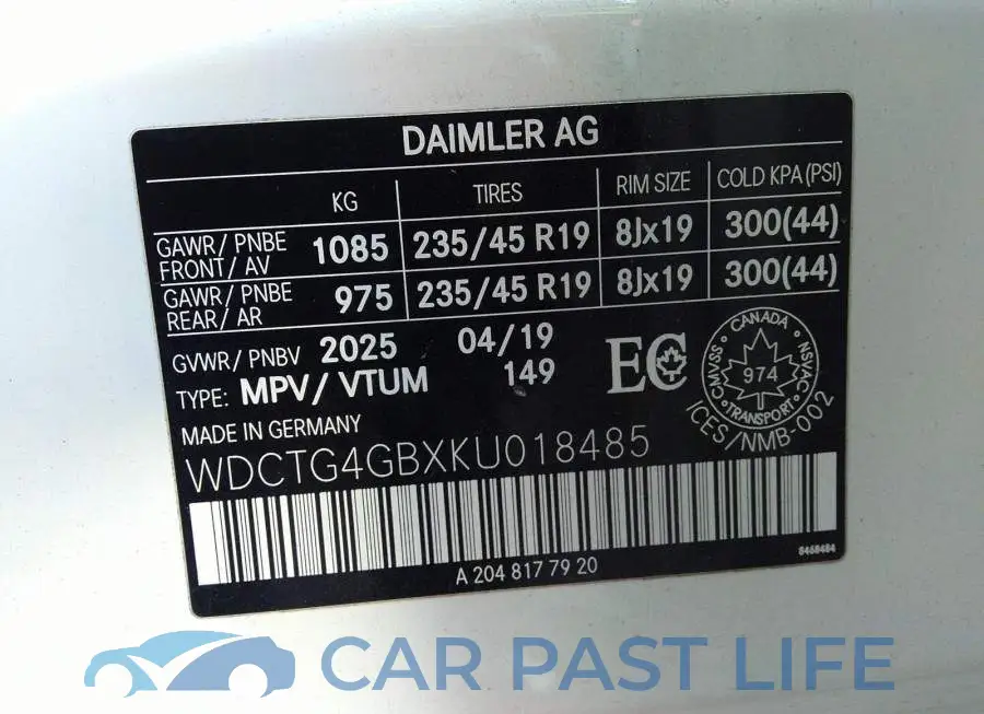 WDCTG4GBXKU018485# 9