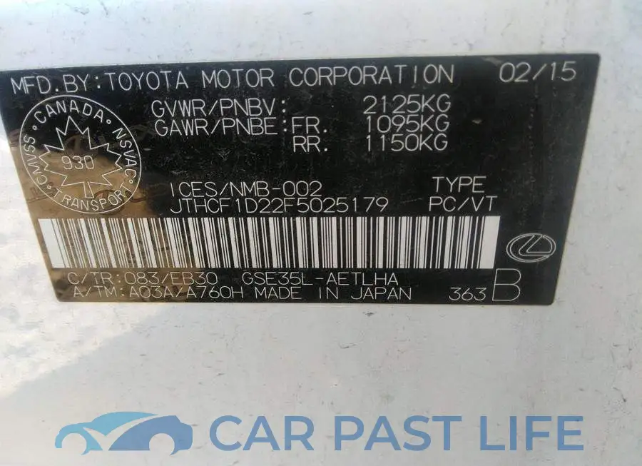 JTHCF1D22F5025179# 9