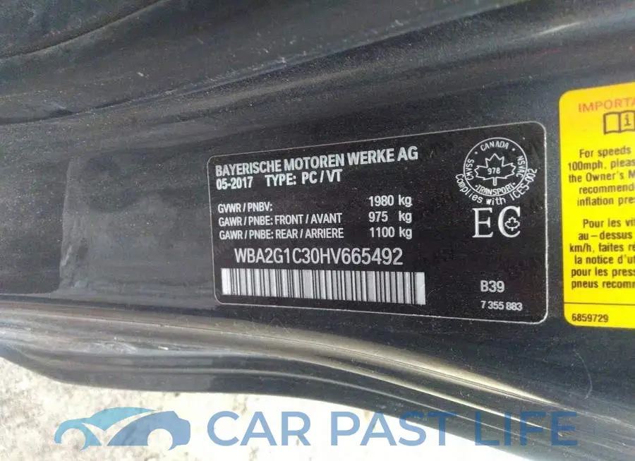 WBA2G1C30HV665492# 9