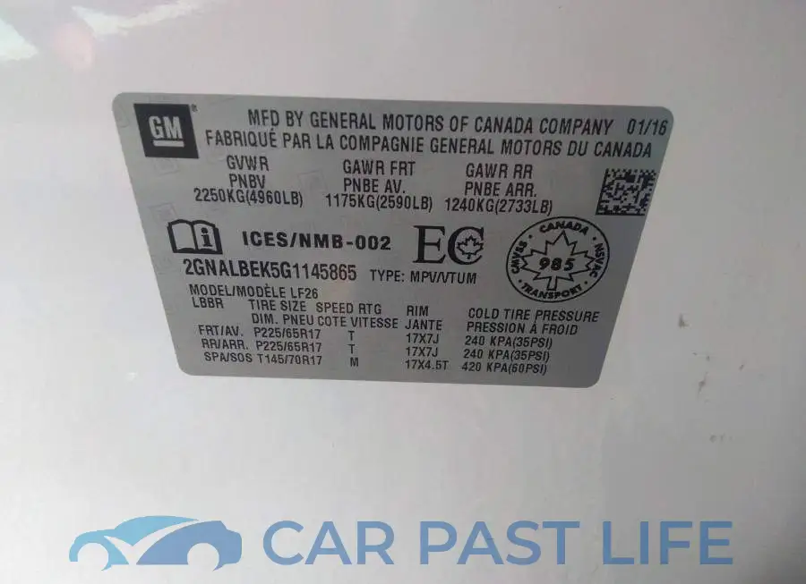 2GNALBEK5G1145865# 9