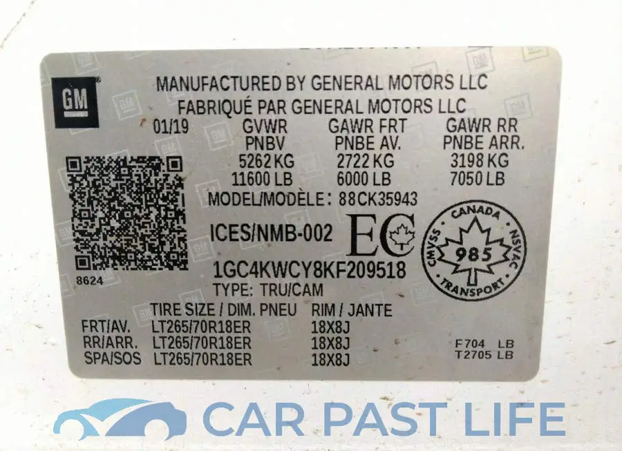 1GC4KWCY8KF209518# 9