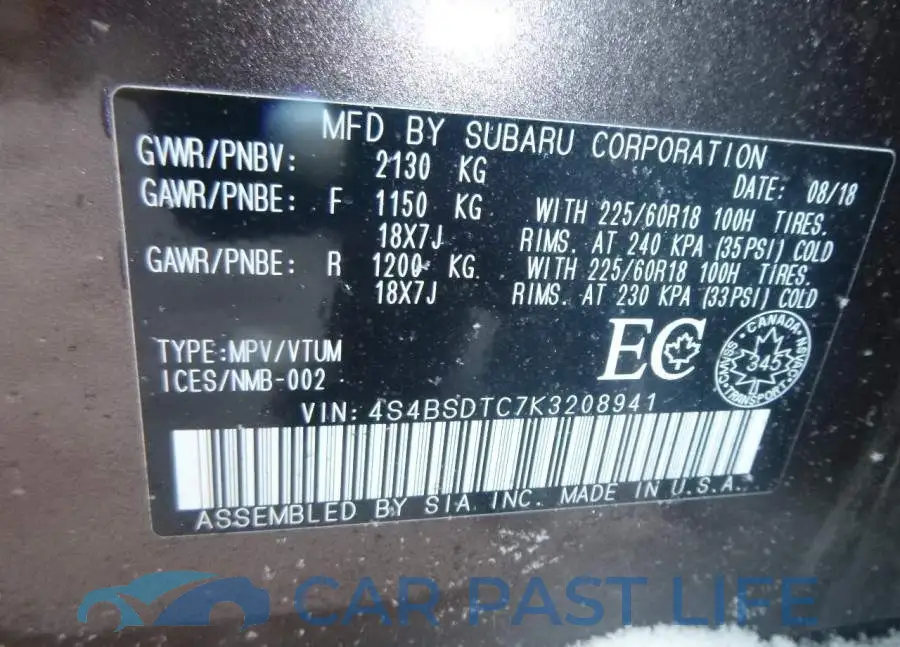 4S4BSDTC7K3208941# 9