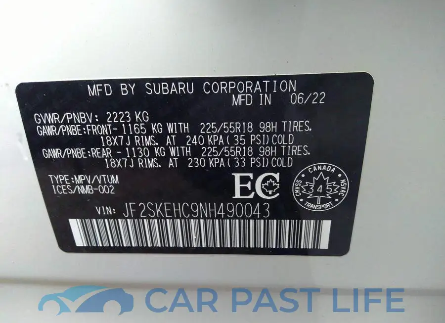 JF2SKEHC9NH490043# 9