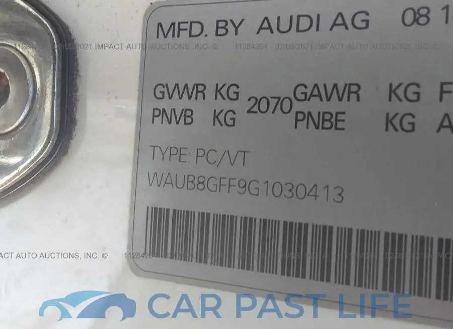 WAUB8GFF9G1030413# 9