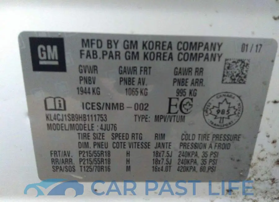KL4CJ1SB9HB111753# 9
