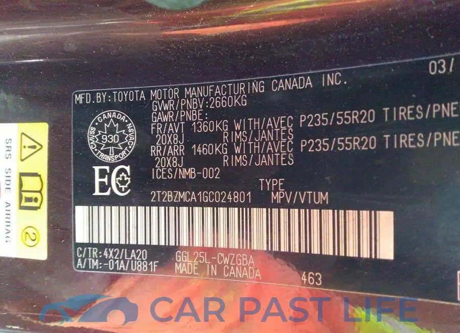 2T2BZMCA1GC024801# 9