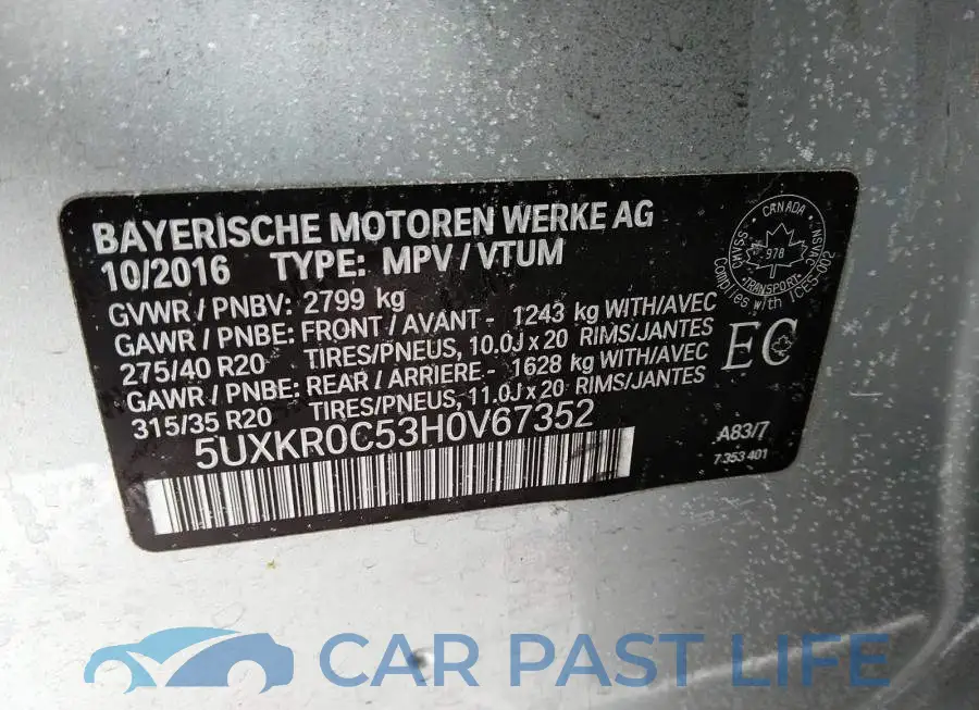 5UXKR0C53H0V67352# 9