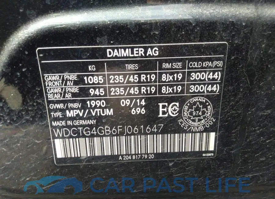 WDCTG4GB6FJ061647# 9