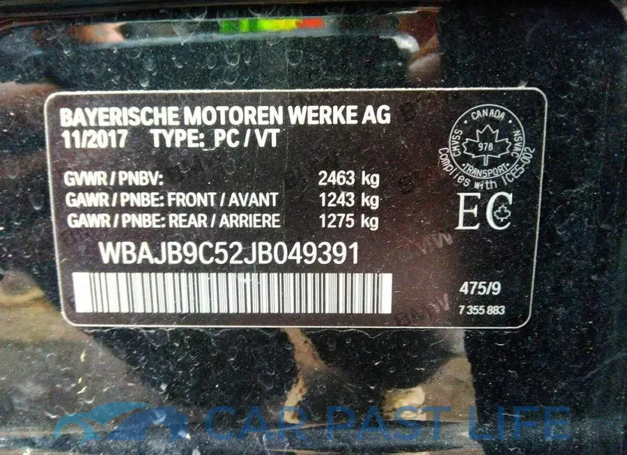 WBAJB9C52JB049391# 9