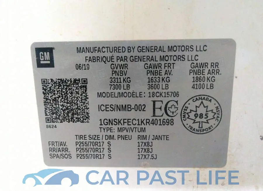 1GNSKFEC1KR401698# 9