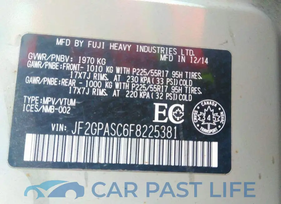 JF2GPASC6F8225381# 9