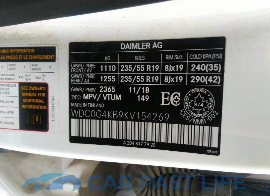 WDC0G4KB9KV154269# 9