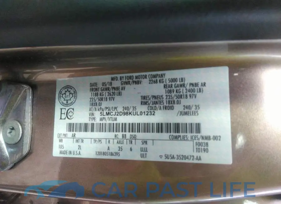 5LMCJ2D98KUL01232# 9