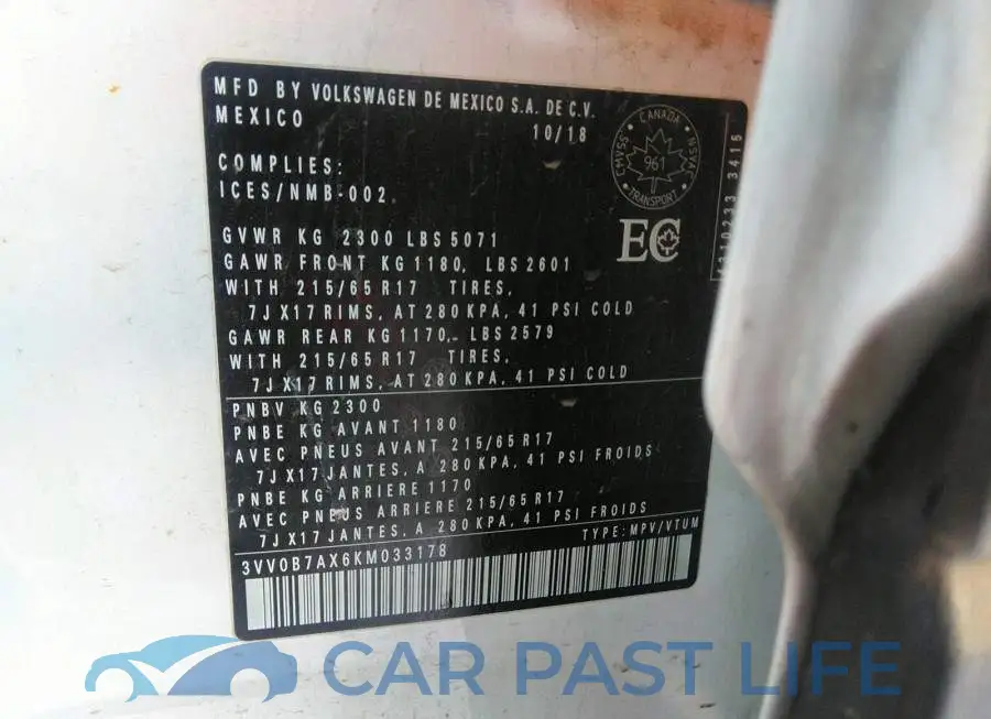 3VV0B7AX6KM033178# 9