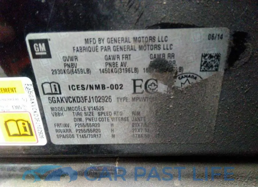 5GAKVCKD3FJ102926# 9