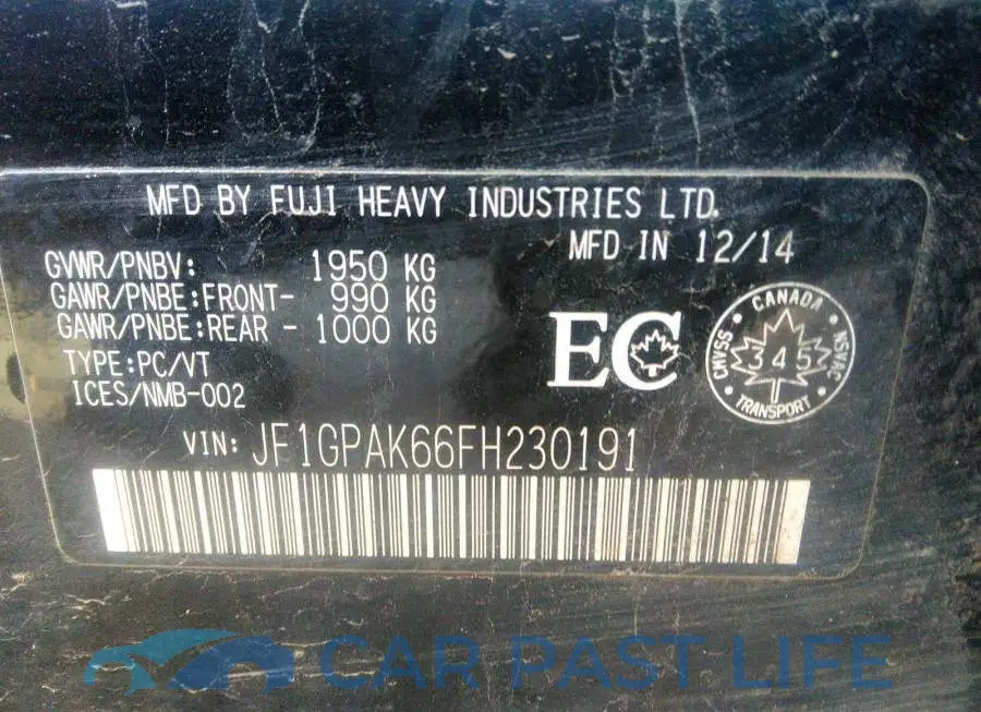JF1GPAK66FH230191# 9